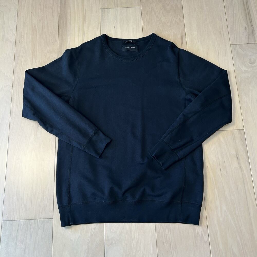 Wings + Horns Cotton Crew Neck Sweatshirt Black Men’s Large